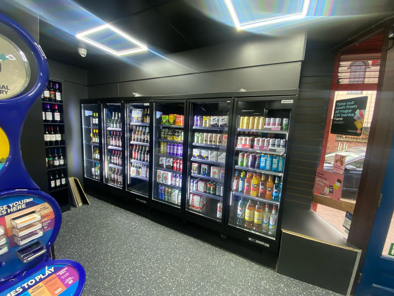 Completed Edwinstowe Post Office chilled drinks display