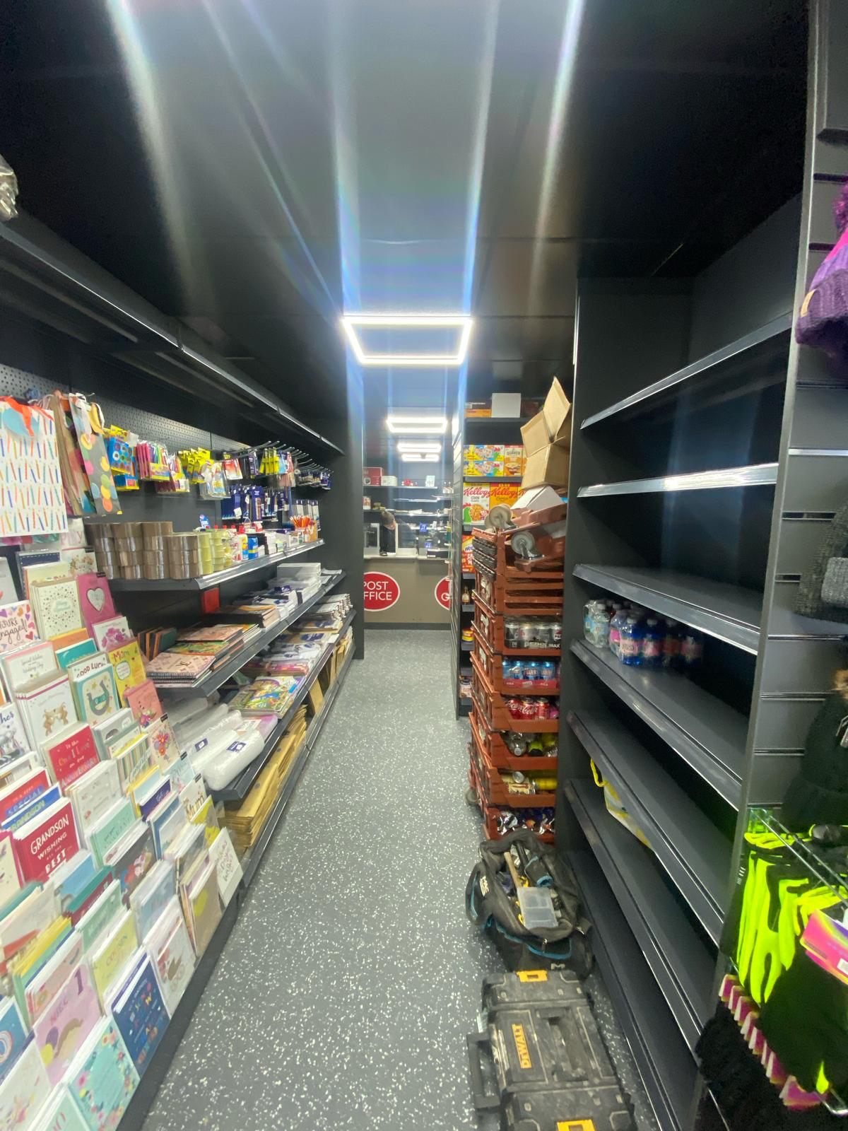 Completed Edwinstowe Post Office cards and gifts aisle