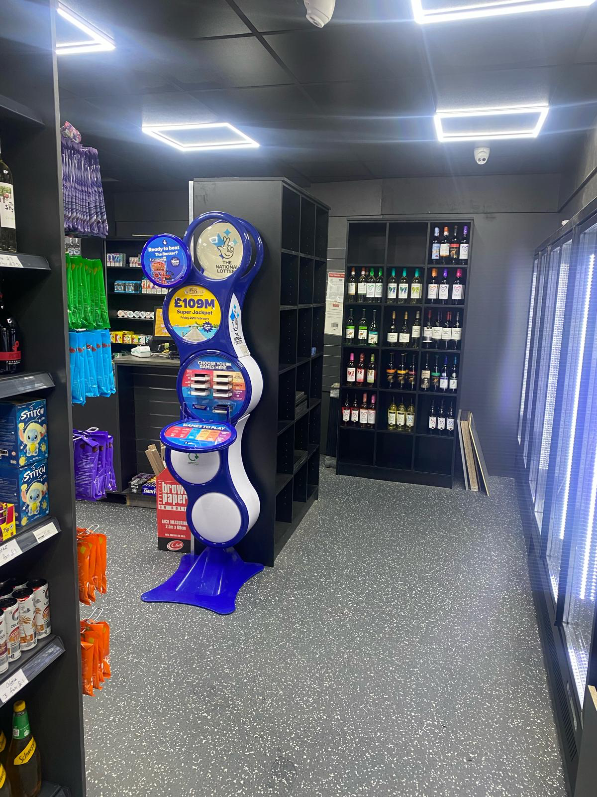 Completed Edwinstowe Post Office wine and refrigeration area