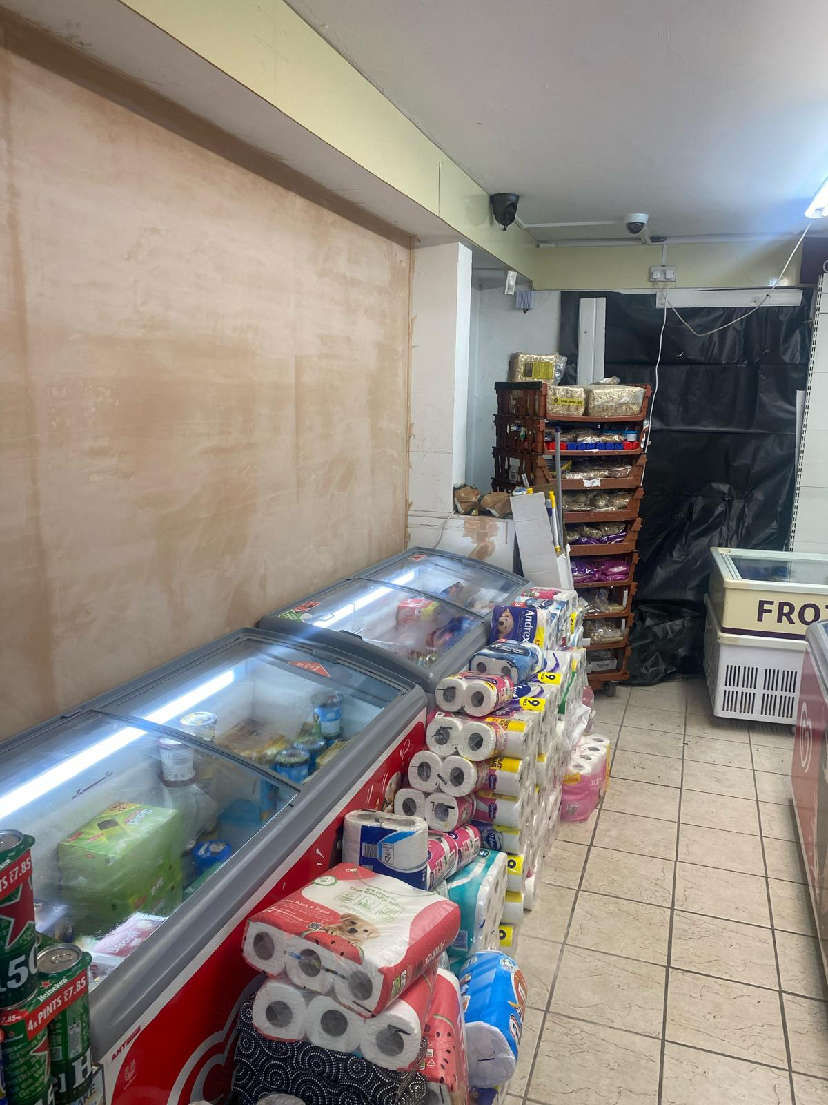 Gun Hill Store freezer area before the fit-out