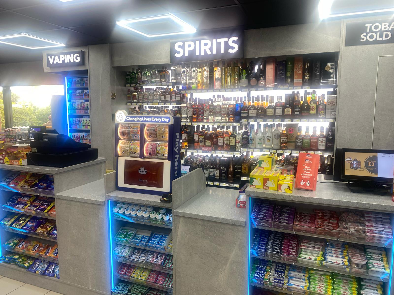 Completed Jay's Food and Wine spirits display
